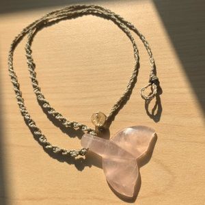 Rose quartz mermaid tail necklace